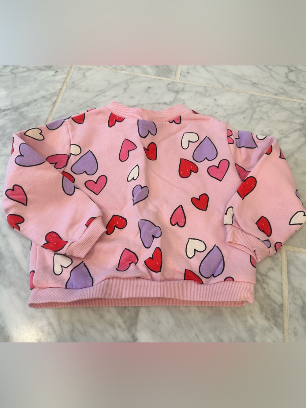 H&M Pink Heart-Print Sweatshirt
